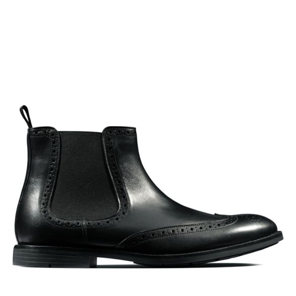 Clarks Mens Ronnie Top Chelsea Boots Black | UK-2741890 - Click Image to Close